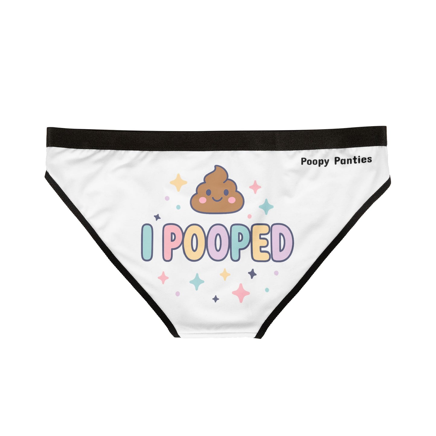 Funny Pastel Underwear – I Pooped Sparkly Poop Emoji Panties for Women | I POOPED Panties