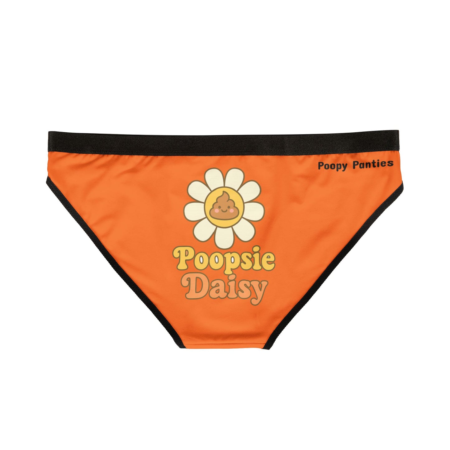 Funny Hippie Underwear – Poop Joke Daisy Panties in Retro Orange | POOPSIE DAISY Panties