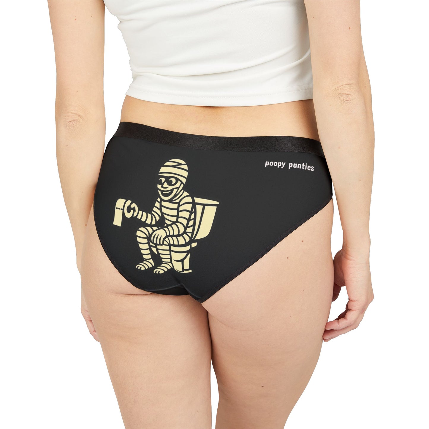 Funny Women's Halloween Underwear, Toilet Paper Mummy, Spooky Dookie, AOP Panties for Gifts, Creative Loungewear, Humorous Women's Briefs, Comfy Everyday Undergarments
