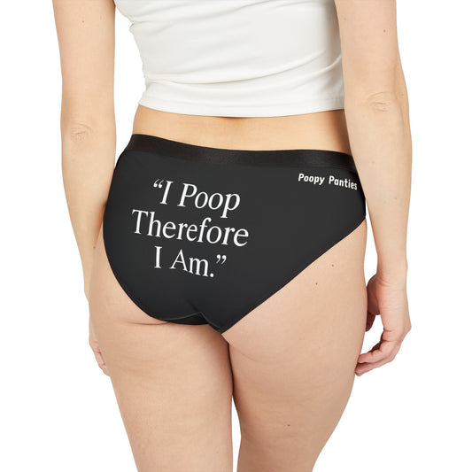 Funny Women's Underwear – I Poop Therefore I Am Panties – Philosophy Gift, Poop Humor, Descartes Parody, Gag Gift for ThinkersPhilosophical Poopy Panties