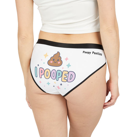 Funny Pastel Underwear – I Pooped Sparkly Poop Emoji Panties for Women | I POOPED Panties