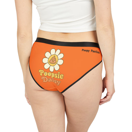 Funny Hippie Underwear – Poop Joke Daisy Panties in Retro Orange | POOPSIE DAISY Panties