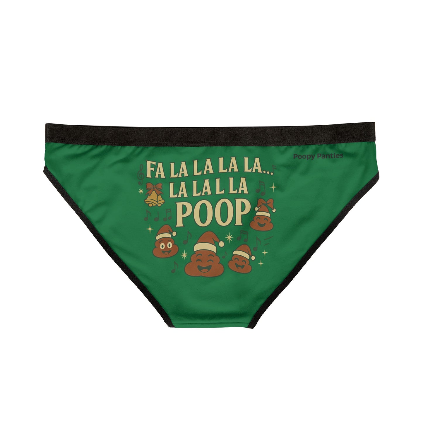Funny Christmas Poop Emoji Women's Bikini Briefs - "Fa La La La La... La Lalla Poop" Holiday Underwear