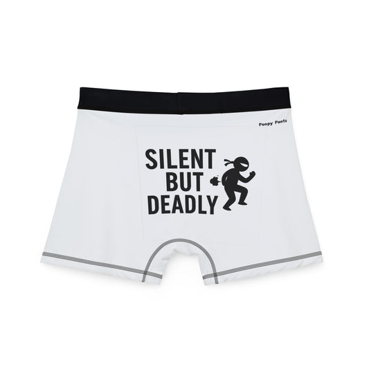 Funny Ninja Underwear for Men – Silent But Deadly Stealth Boxer Briefs Men's Ninja Briefs in White- SILENT BUT DEADLY