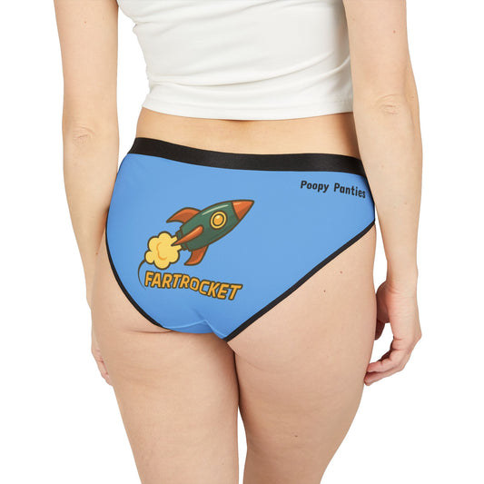 Funny Space Fart Underwear – Retro Rocket Panties for Women | Fart Rocket Design in Sky Blue FART ROCKET Panties
