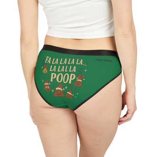 Funny Christmas Poop Emoji Women's Bikini Briefs - "Fa La La La La... La Lalla Poop" Holiday Underwear